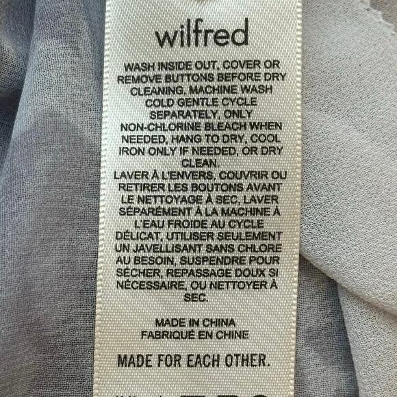 Aritzia Wilfred Valencia Blouse Frozen Gray Floral Sheer Mock Neck XS - Picture 8 of 8